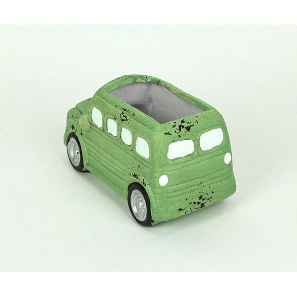 Distressed Green Finish Travel Camper Ceramic Planter Succulent Pot Garden Decor - Picture 3 of 3